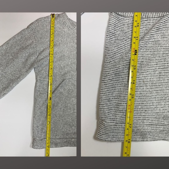 🖤 Grey & Gray Striped Cropped Sweatshirt Top - Picture 6 of 9